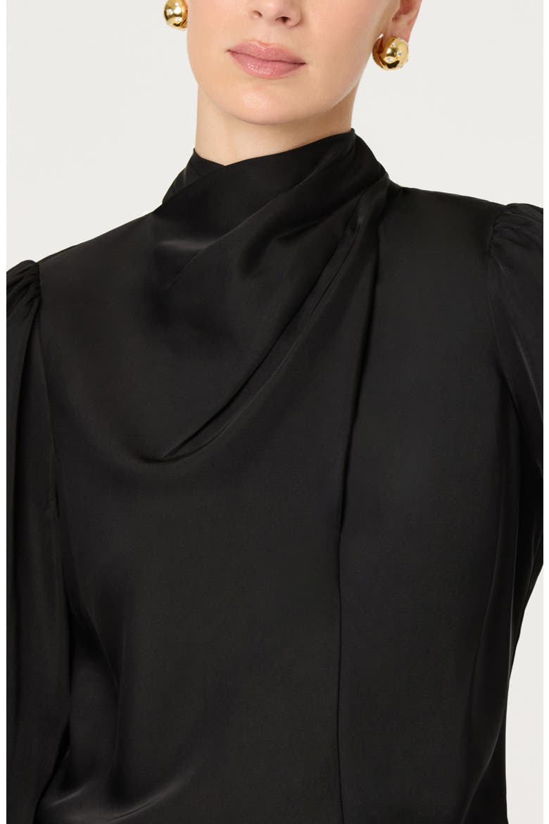 Ivonne Satin Top, Alternate, color, BLACK