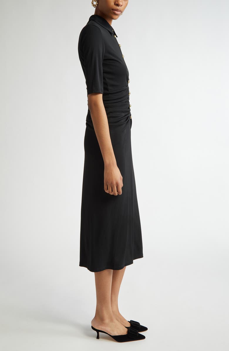 Carolina Herrera Ruched Button Front Jersey Midi Dress, Alternate, color,