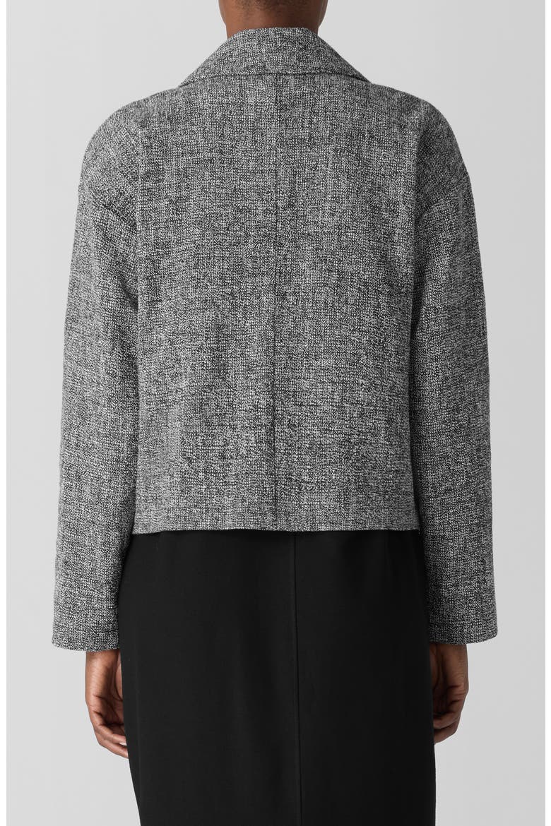 Double Breasted Stretch Organic Cotton Short Blazer, Alternate, color, BLACK/ WHITE