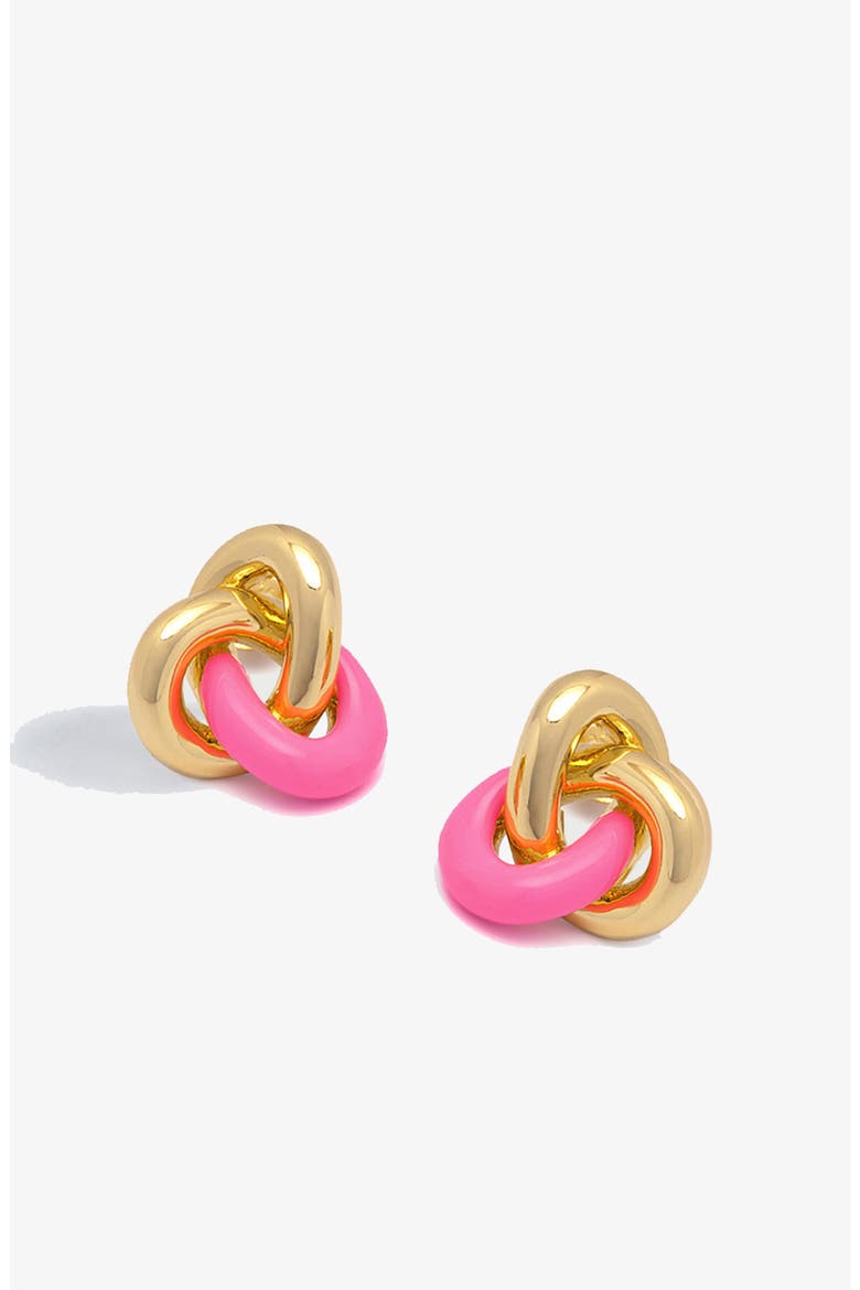 Kalno Midi Studs in Gold and Pink, Main, color, Gold / Pink Enamel