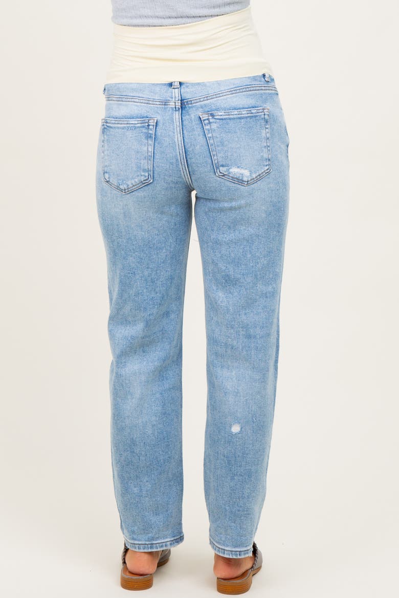High Rise Ankle Boyfriend Distressed Maternity Jeans, Alternate, color, Light Blue