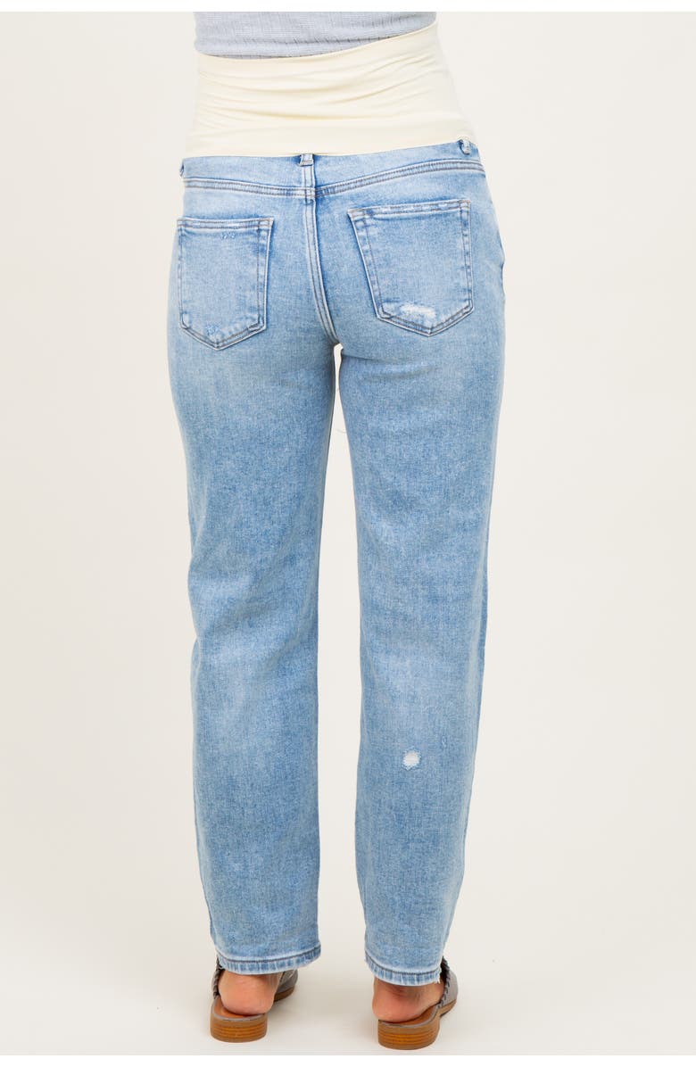 PinkBlush High Rise Ankle Boyfriend Distressed Maternity Jeans, Alternate, color, Light Blue