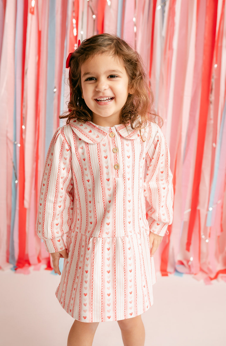 Little Paper Kids Isabel Sweetheart Stripe Dress, Alternate, color,