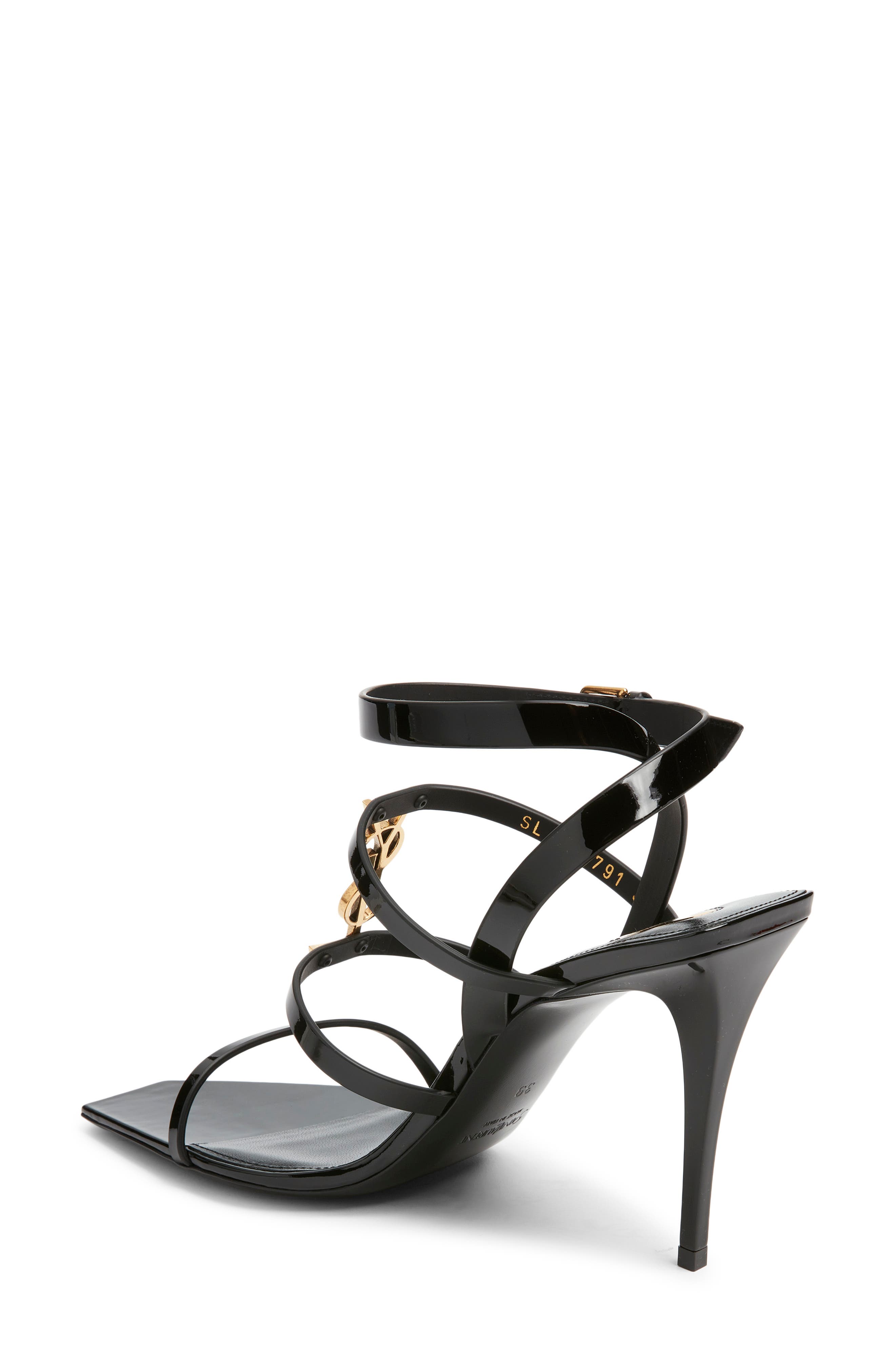 Saint Laurent Cassandra Sandal, Alternate, color, Noir