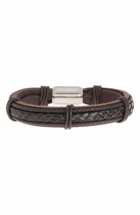 HMY JEWELRY Braided Leather Strap Bracelet