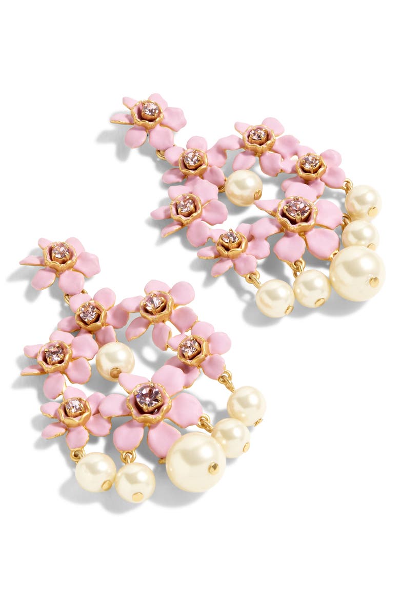 Pearl & Crystal Floral Chandelier Earrings, Main, color, SWEET HYACINTH