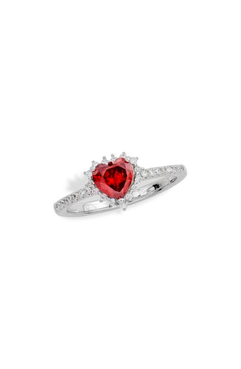Mini Cubic Zirconia Heart Halo Ring