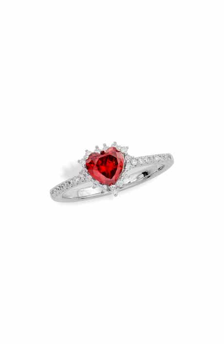 SAVVY CIE JEWELS Mini Cubic Zirconia Heart Halo Ring
