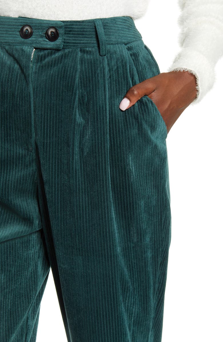 All in Favor High Waist Wide Wale Corduroy Ankle Trousers, Alternate, color,