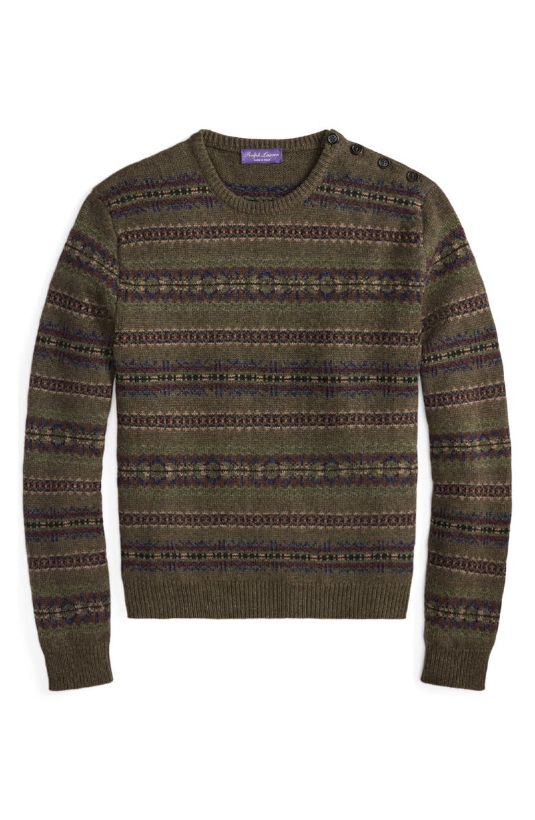 Ralph Lauren Purple Label Fair Isle Stripe Cashmere & Wool Crewneck Sweater, Alternate, color, Cortina Multi