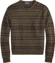 Ralph Lauren Purple Label Fair Isle Stripe Cashmere & Wool Crewneck Sweater