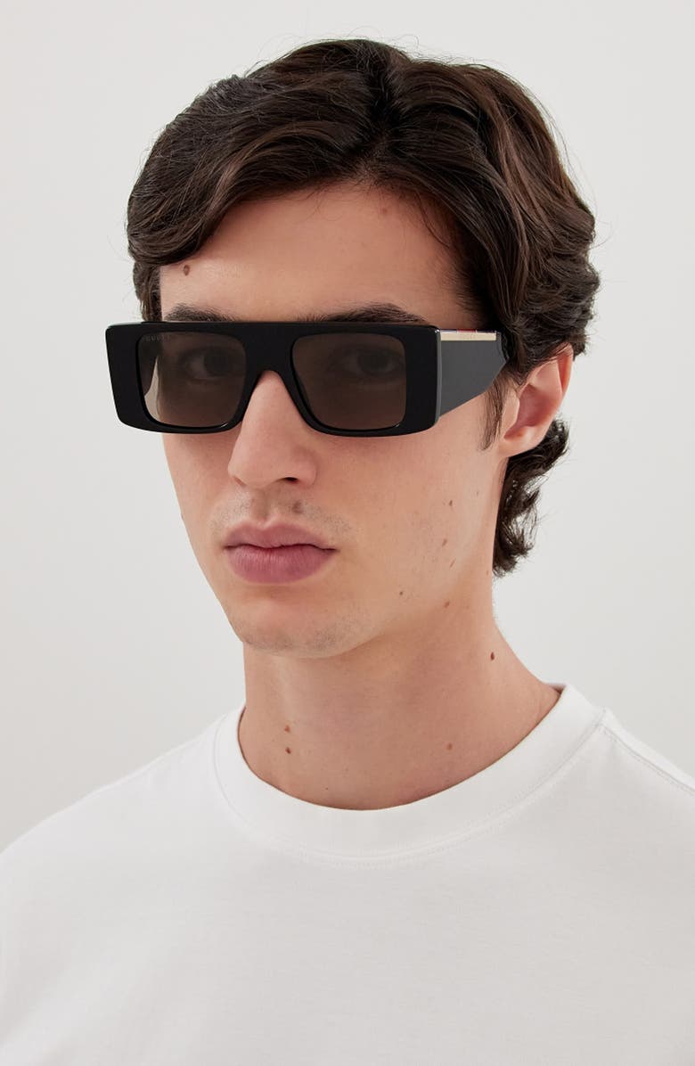Gucci 50mm Polarized Rectangular Sunglasses, Alternate, color, 
