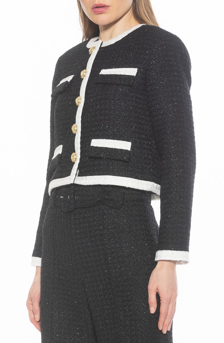 Alexia Admor Rose Tweed Jacket, Alternate, color, Black
