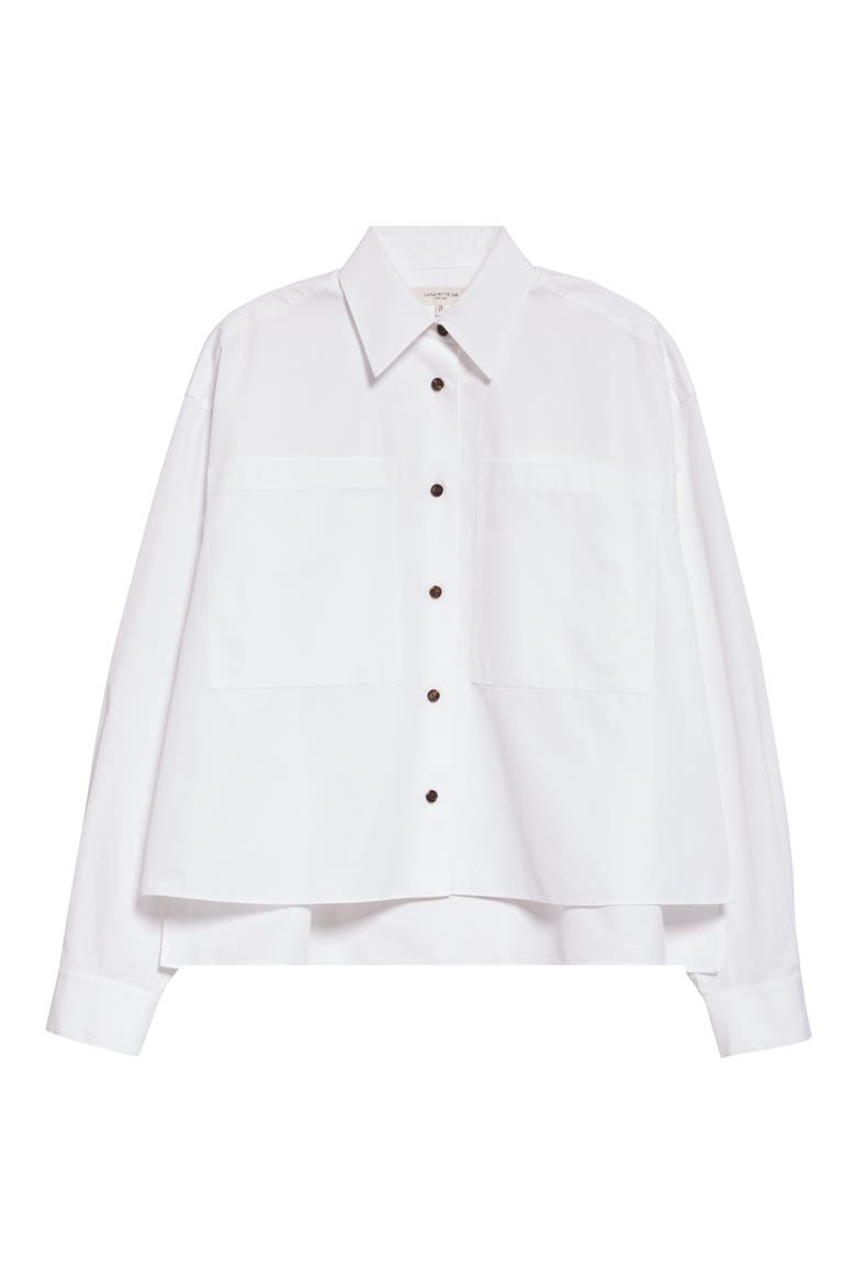 Boxy Crop Cotton Poplin Button-Up Shirt, Alternate, color, WHITE