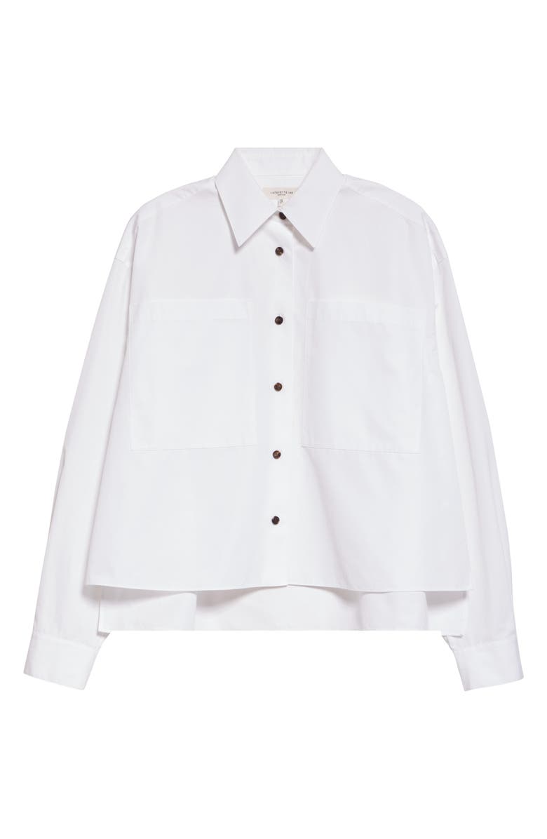 Lafayette 148 New York Boxy Crop Cotton Poplin Button-Up Shirt, Alternate, color, White