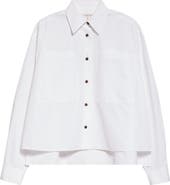 Lafayette 148 New York Boxy Crop Cotton Poplin Button-Up Shirt