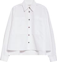 Lafayette 148 New York Boxy Crop Cotton Poplin Button-Up Shirt