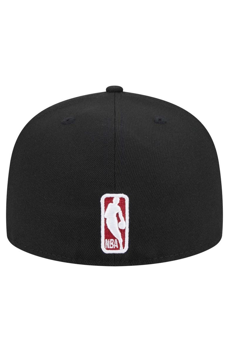 New Era Men's New Era Black Miami Heat Sport Night Script Sided 59FIFTY Fitted Hat, Alternate, color, Black