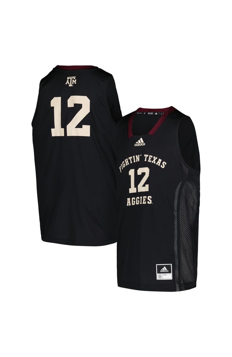 adidas Youth adidas #12 Black Texas A&M Aggies Swingman Jersey, Main, color,