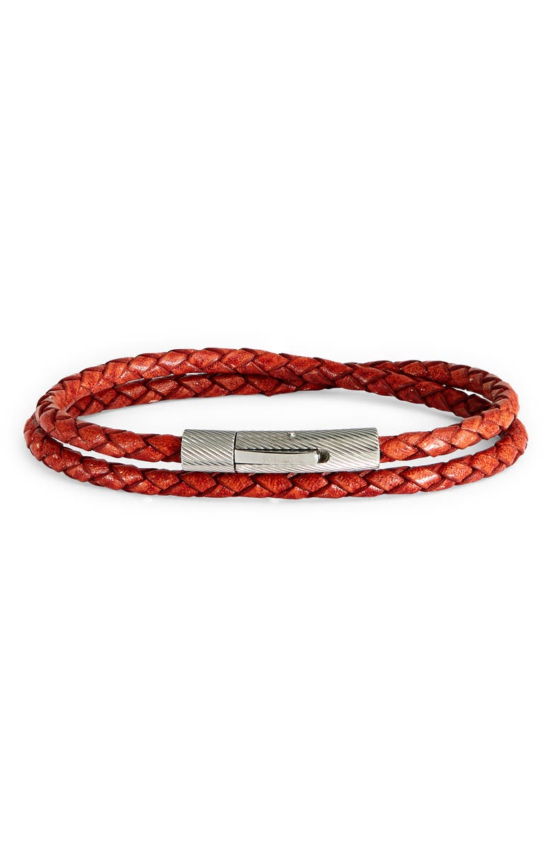 Jonas Studio Braided Leather Wrap Bracelet, Main, color, Red