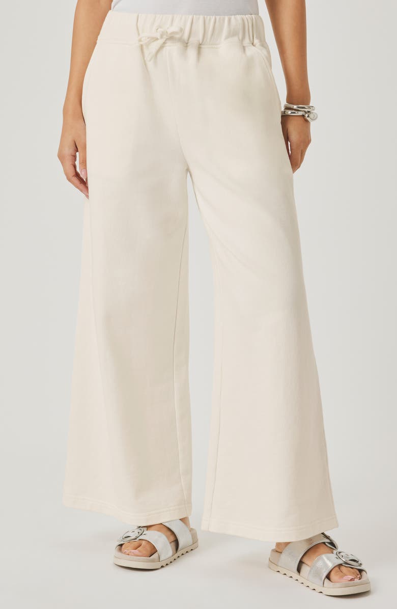 Splendid Greta Terry Crop Drawstring Pants, Main, color, Shell White