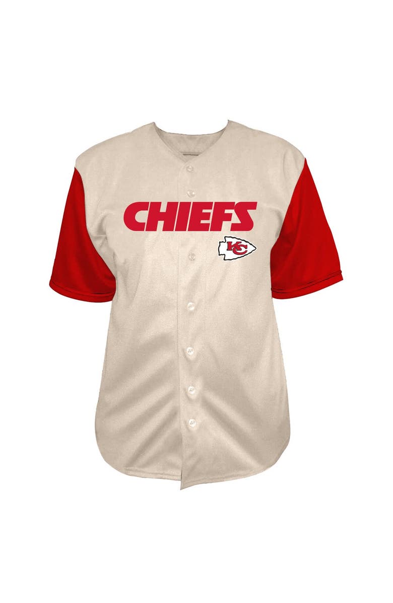 FANATICS Men's Fanatics  Cream Kansas City Chiefs Vintage Short Sleeve Button-Down Top, Alternate, color, 