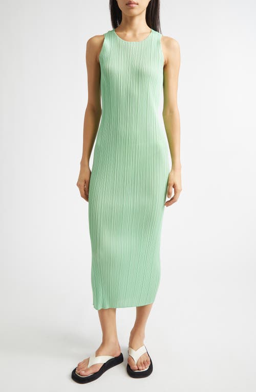 Issey Miyake Pleats Please  New Colorful Basics 4 Pleated Sleeveless Dress In Green