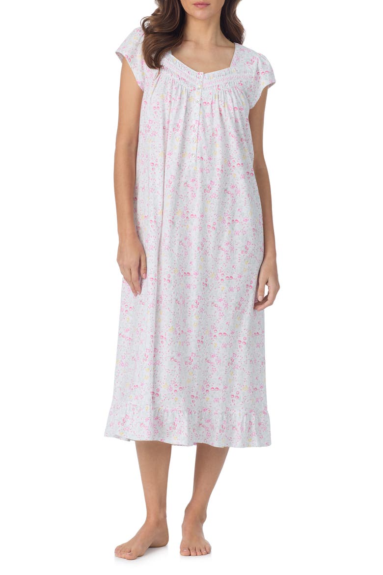 Cap Sleeve Cotton Jersey Nightgown, Main, color, WHITE MULTI