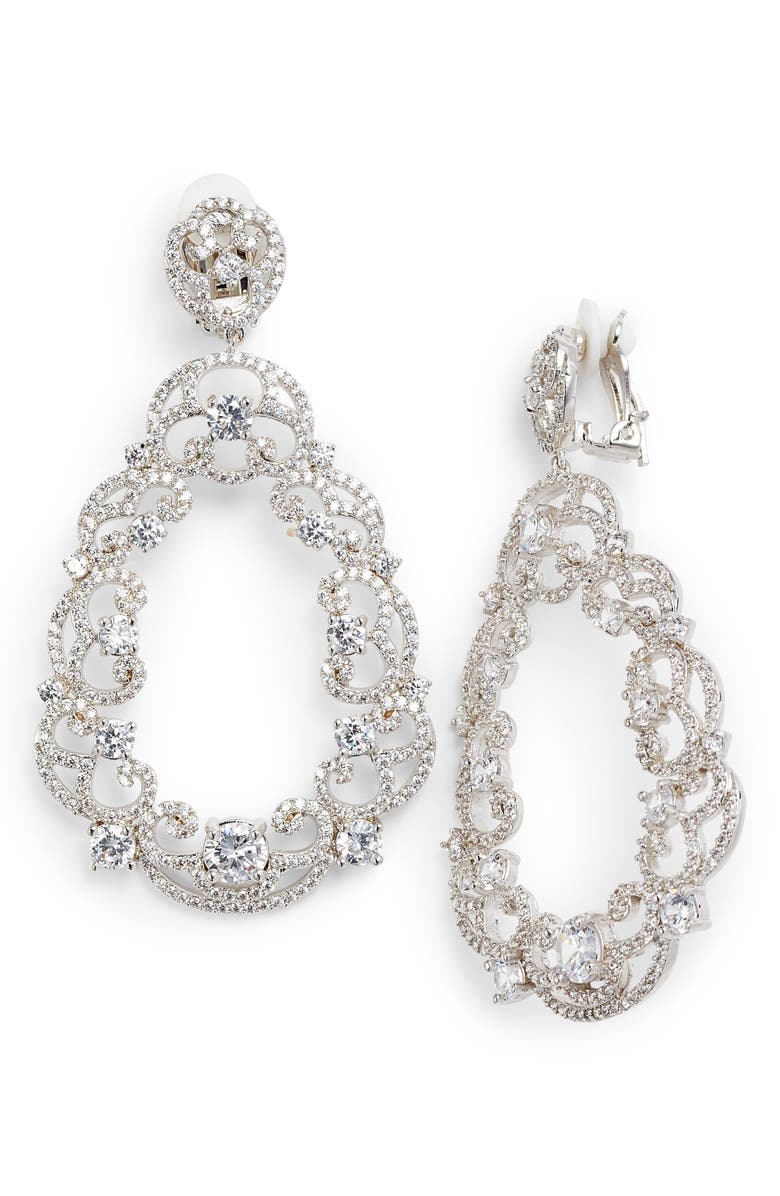 Nina Scroll Pavé Earrings, Main, color,