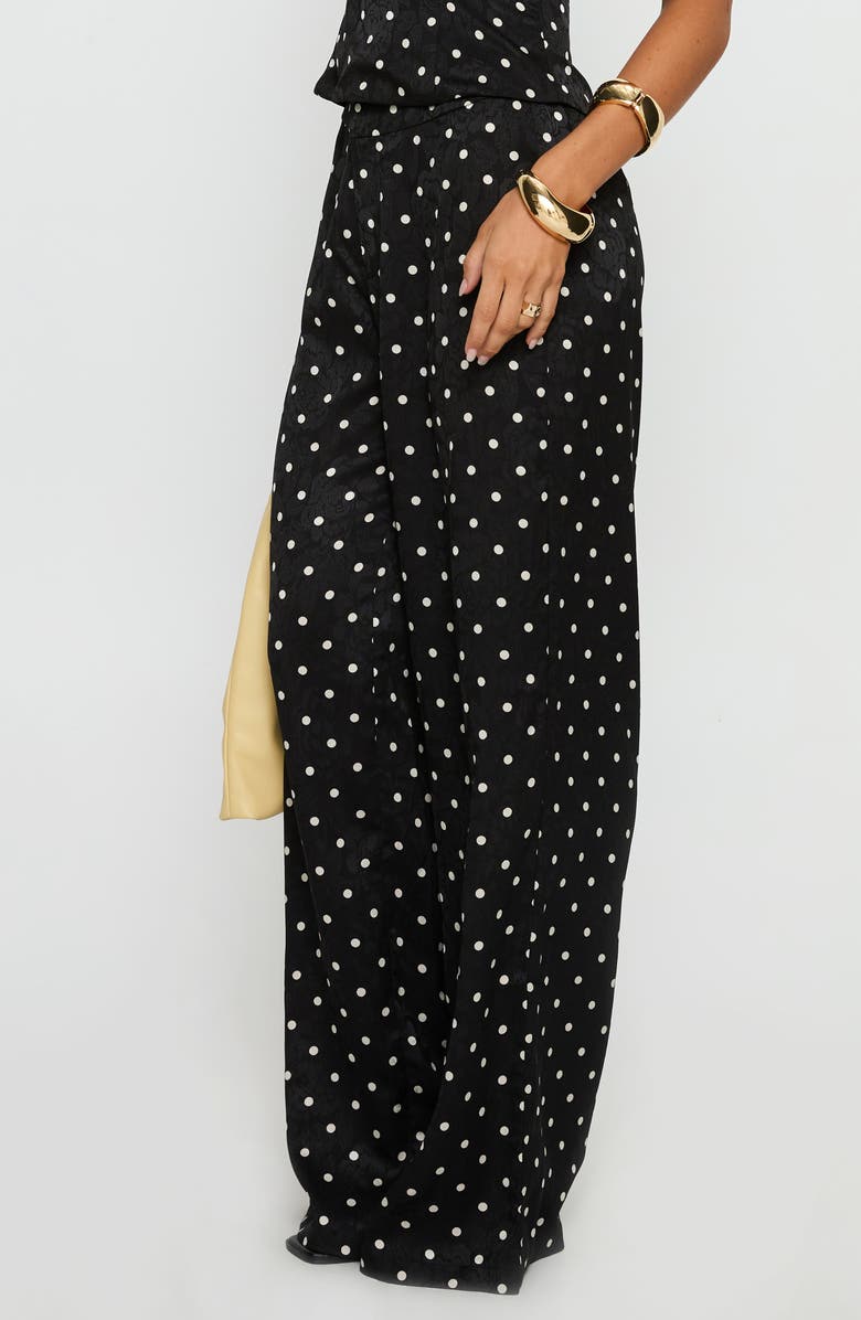 Princess Polly Powdered Sugar Polka Dot Strapless Top & Wide Leg Pants Set, Alternate, color, Black Polka