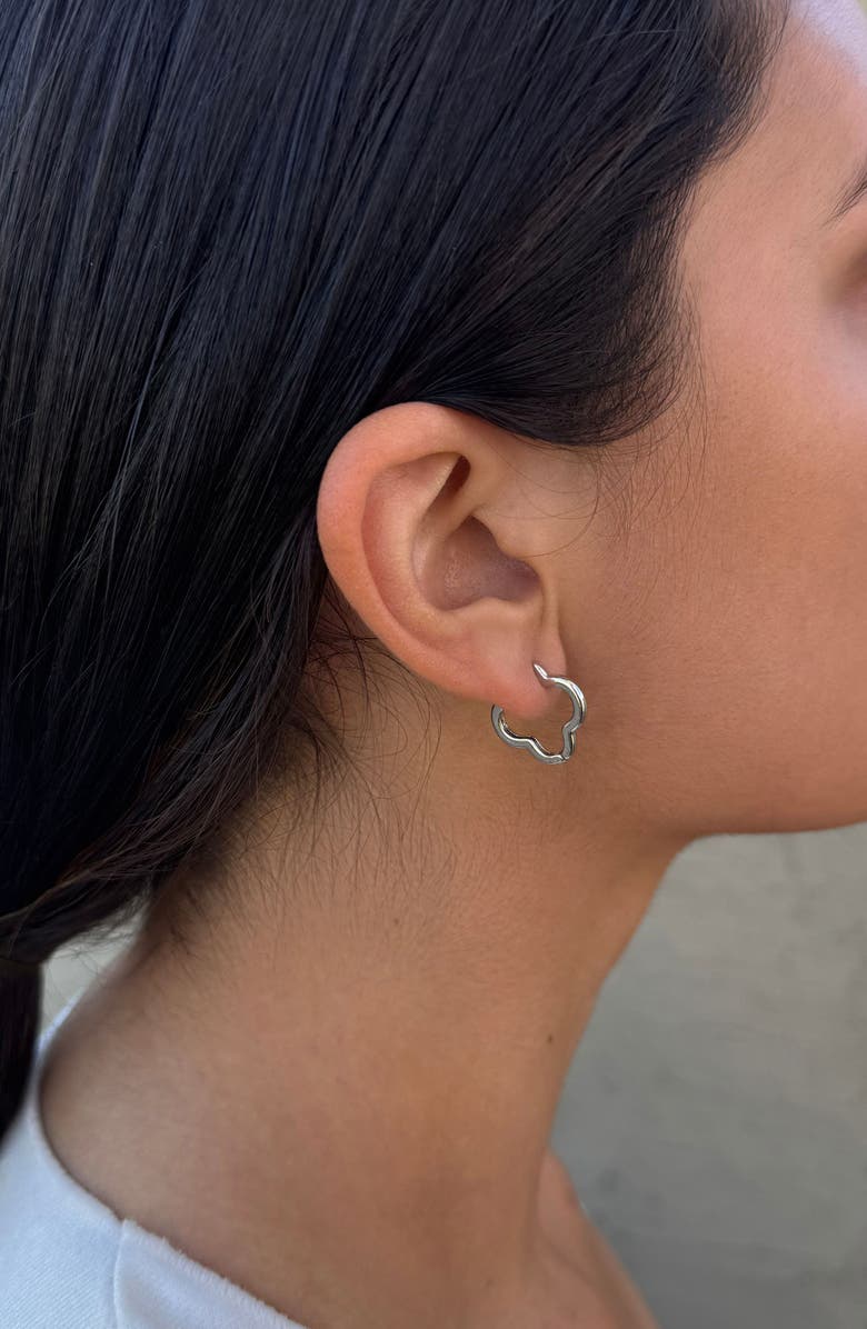 Adornia Clover Hoop Earrings, Alternate, color, Silver