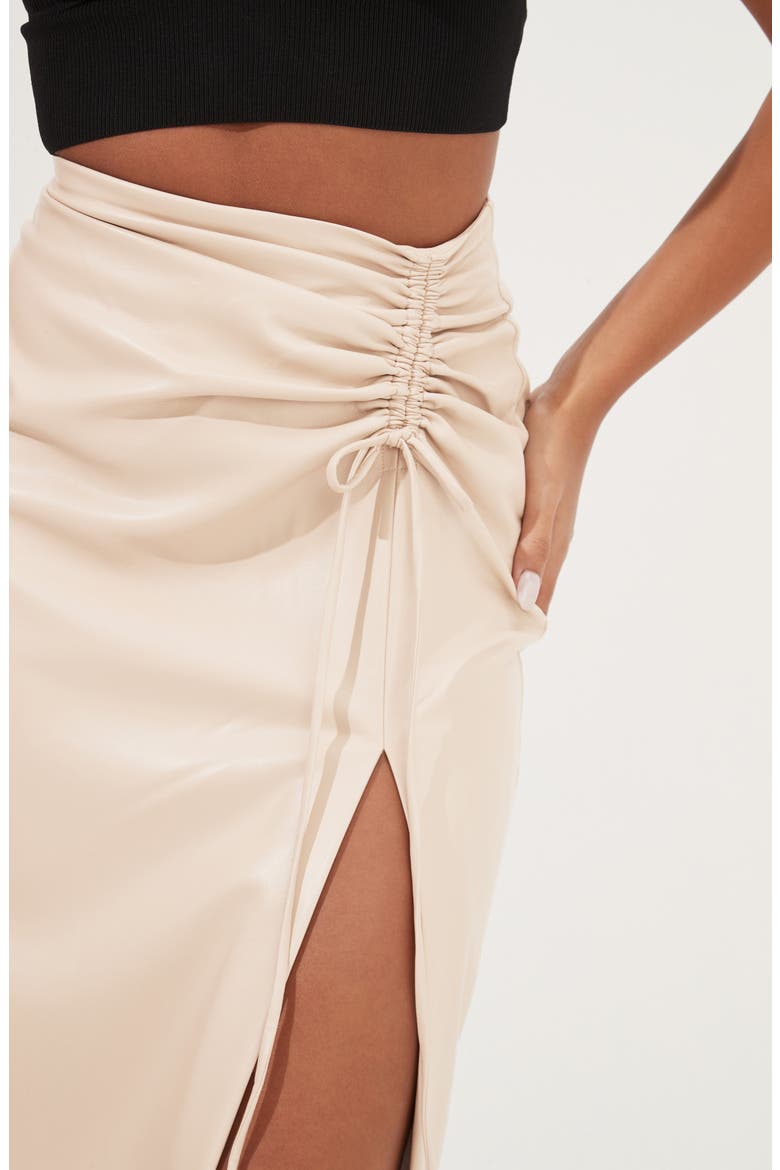 Alondra Faux Leather Skirt, Alternate, color, CREAM