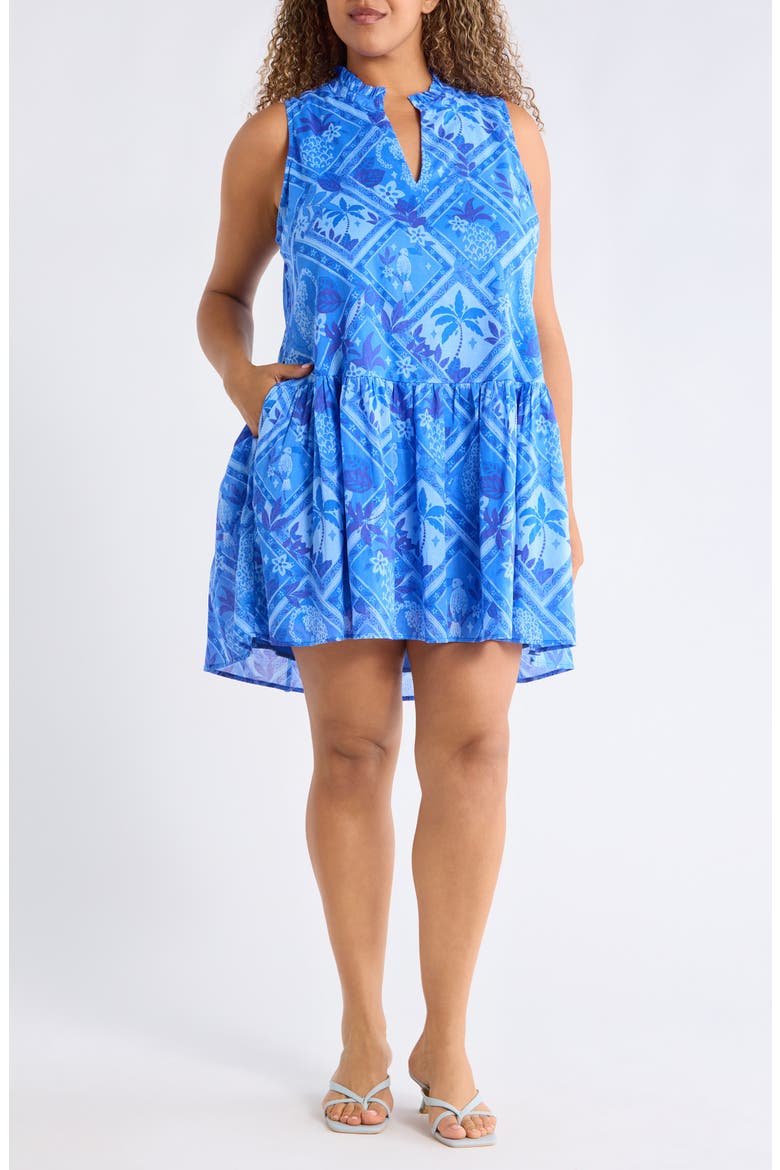 Kaidy Tropical Print Sleeveless Dress, Main, color, BLUE-MUL