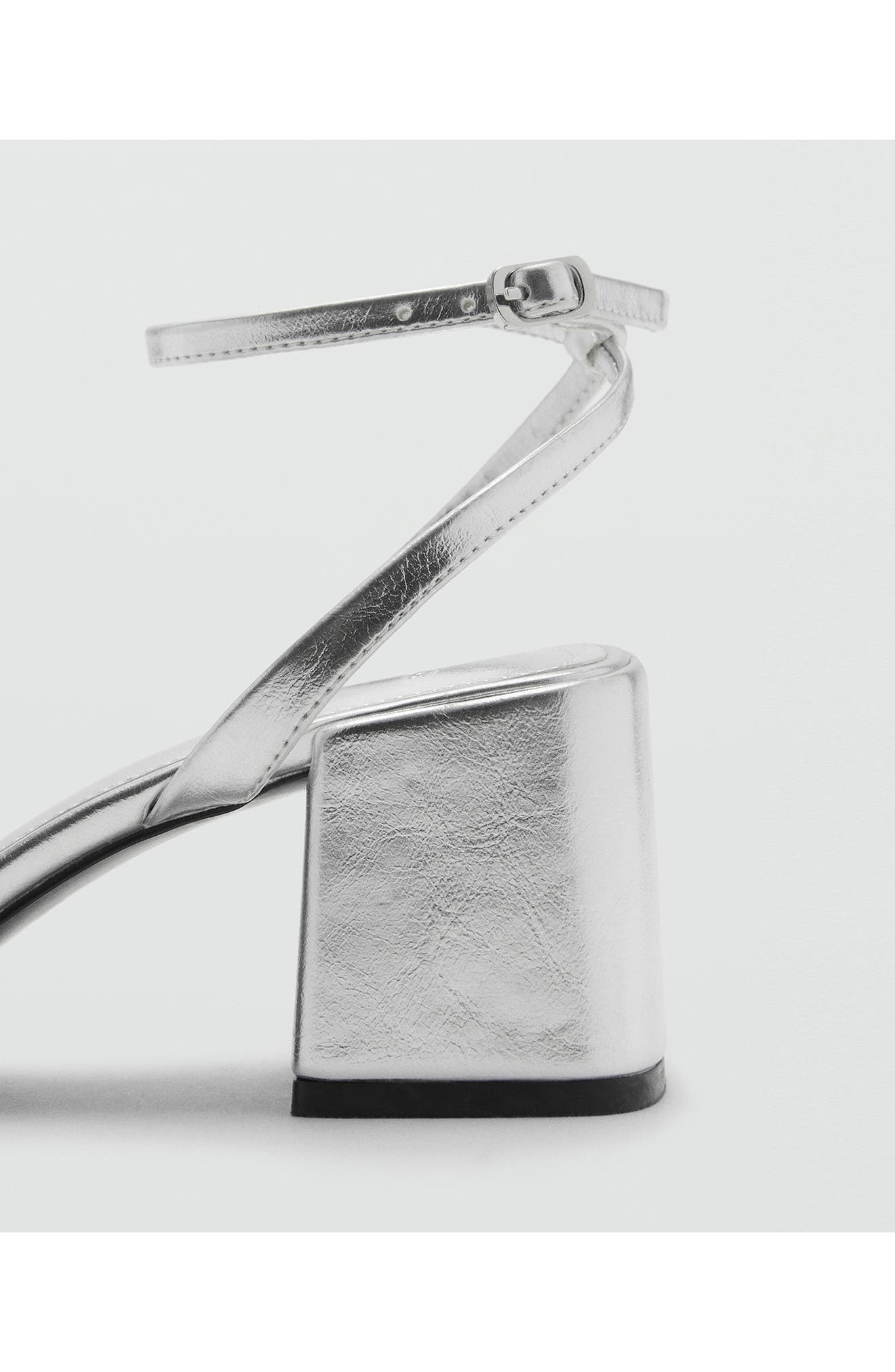 MANGO Ankle Strap Sandal, Alternate, color, Silver