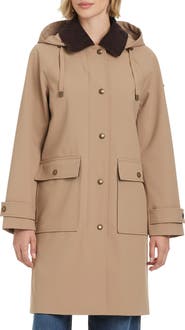 Vince Camuto Contrast Collar Longline Raincoat