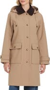 Vince Camuto Contrast Collar Longline Raincoat