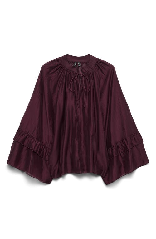 Vero Moda Jenna Split Neck Top In Burgundy