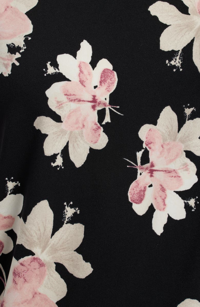 Anne Klein Ruffle Floral Puff Sleeve Top, Alternate, color, Anne Black Multi