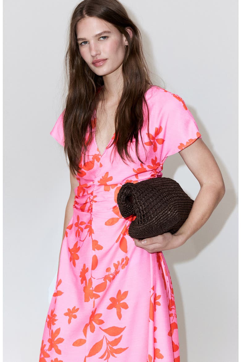 pink side ruched dress Valina