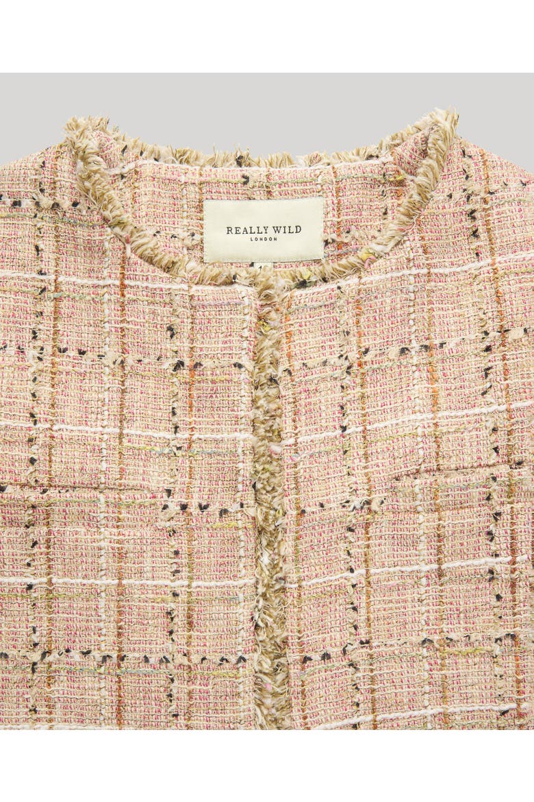 Cece Check Boucle Jacket, Alternate, color, Rose Check