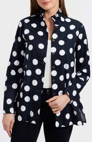 Foxcroft Carolina Dot Print Cotton Button-Up Shirt