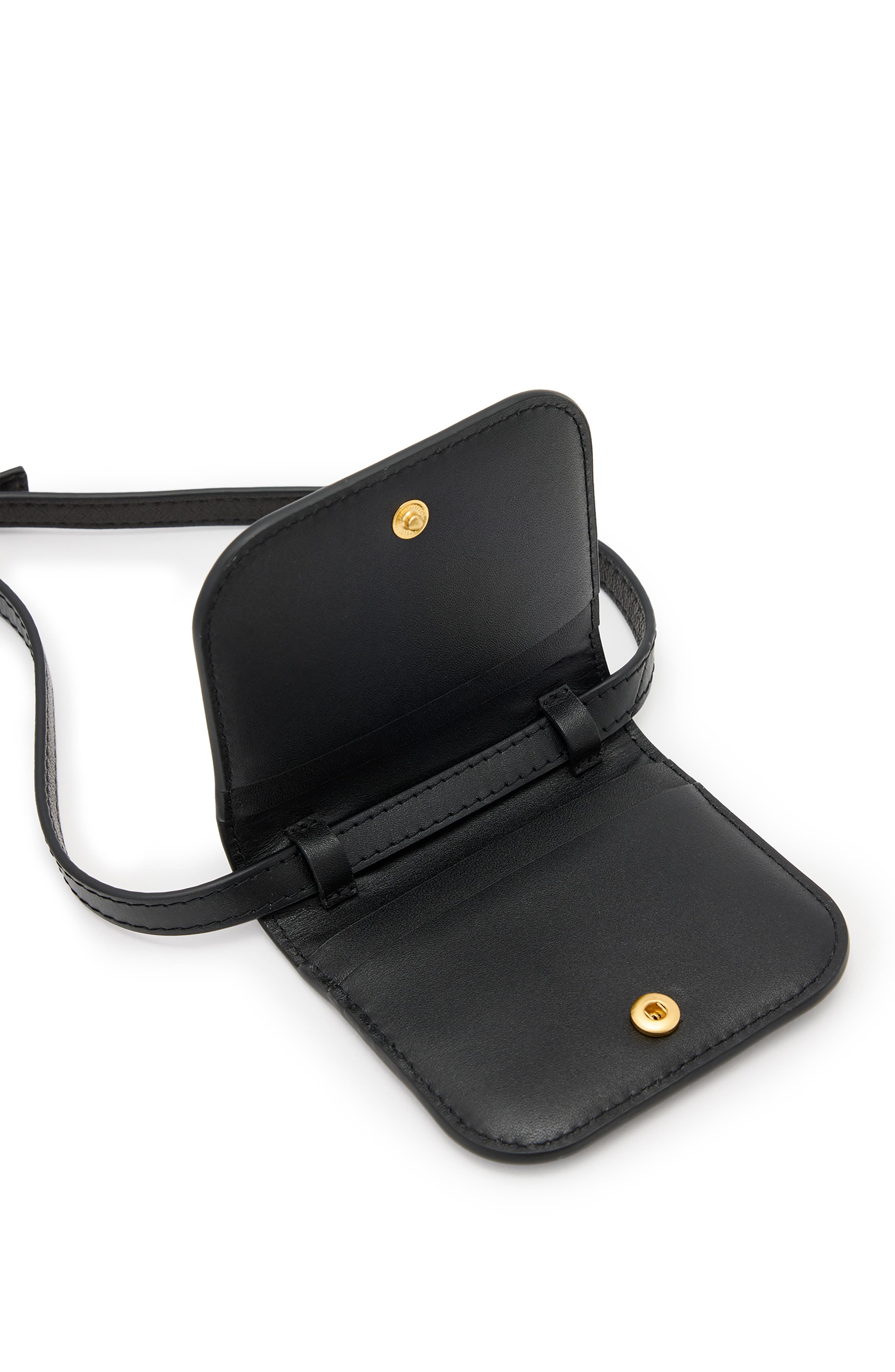 Small Maeve Leather Crossbody Card Holder, Alternate, color, BLACK