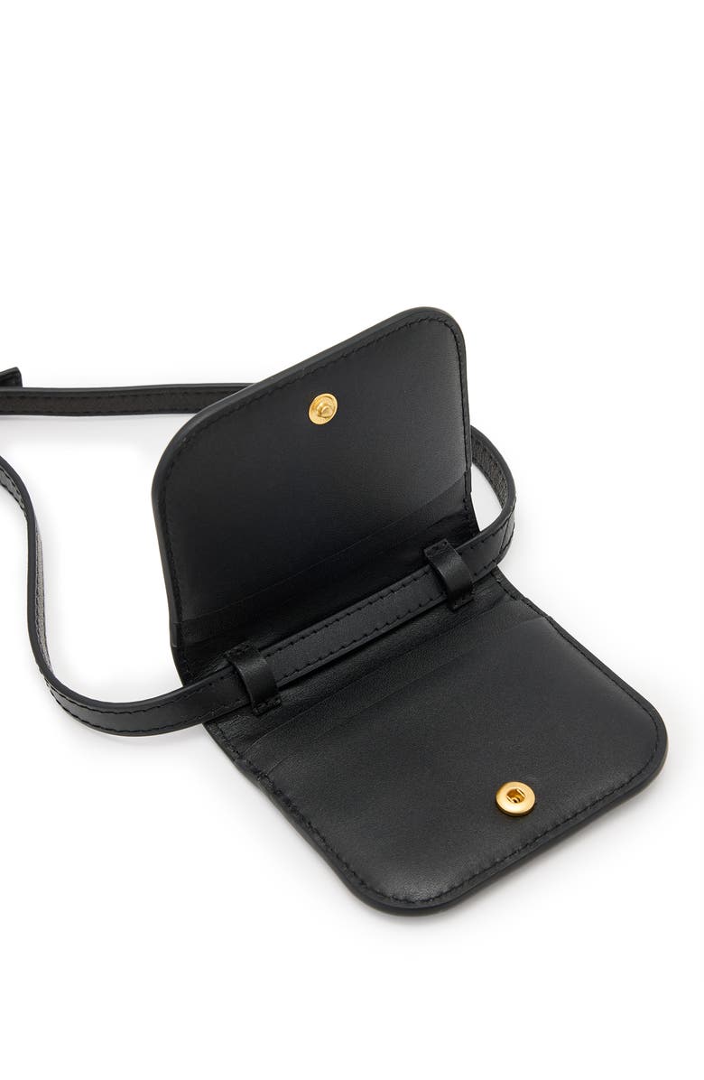 AllSaints Small Maeve Leather Crossbody Card Holder, Alternate, color, Black