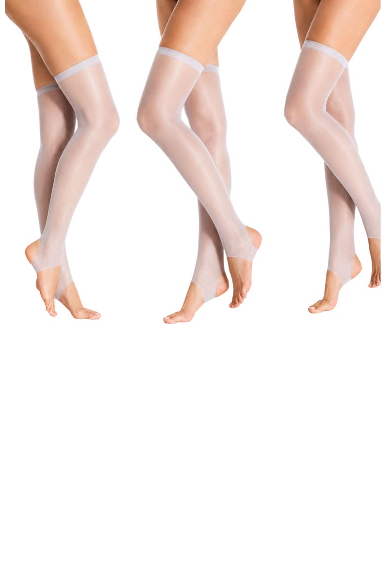 3-Pack Women's Fashion Colored Stirrup Thigh High Stockings, Main, color, Grey