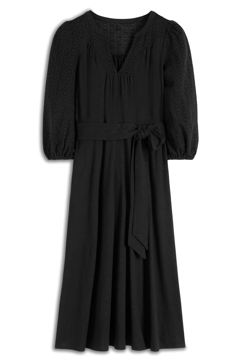 Boden Eden Broderie Anglaise & Jersey Midi Dress (Women)
