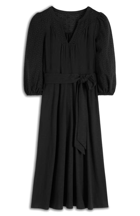 Eden Broderie Anglaise & Jersey Midi Dress