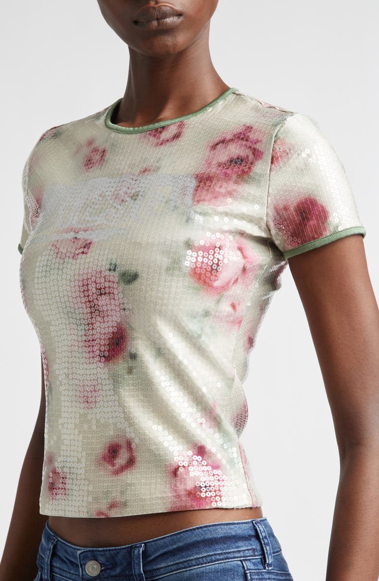 DIESEL<sup>®</sup> Unkyel Logo Sequin Floral T-Shirt, Alternate, color, Medium/ White