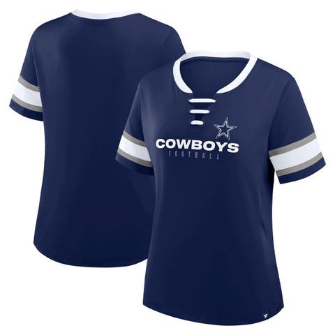 Women's Fanatics Navy Dallas Cowboys Redzone Draw Play Athena Lace-Up T-Shirt