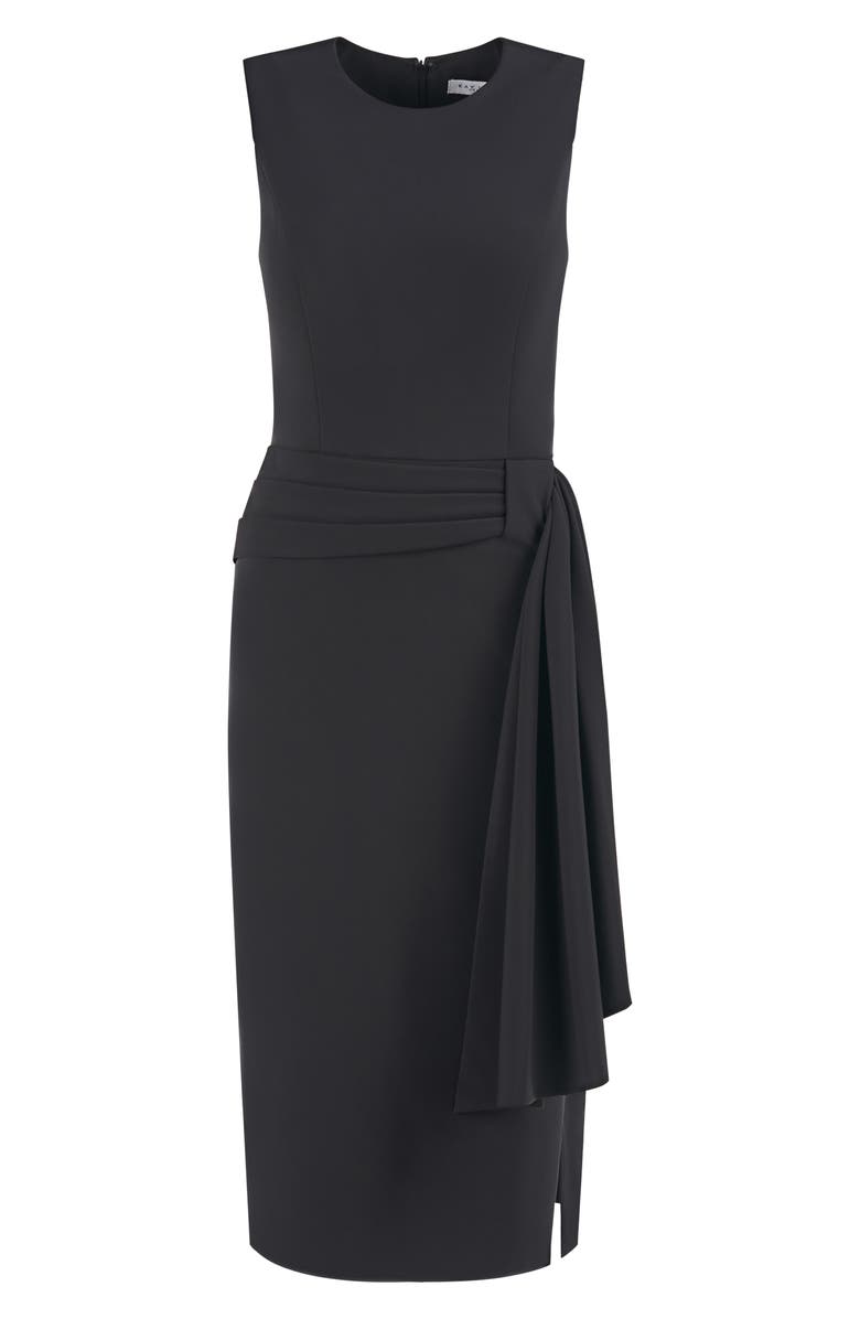 Kay Unger Raven Draped Sheath Midi Dress, Alternate, color, 