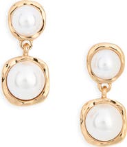 Ettika Double Faux Pearl Drop Earrings